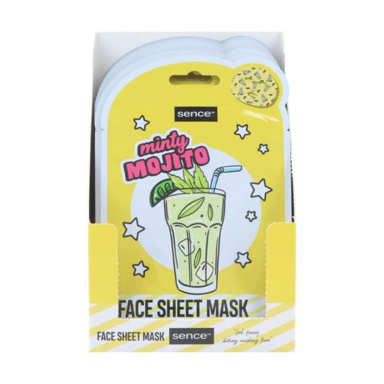 Sence Shelf Display 24pcs Printed Facial Sheet Mask 20ml Fun Variant 