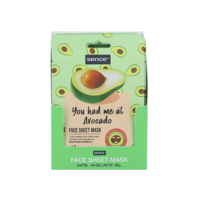 Sence Shelf Display Printed Facial Sheet Mask 20ml Avocado 