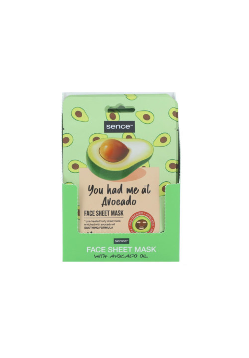 Sence Shelf Display Printed Facial Sheet Mask 20ml Avocado 